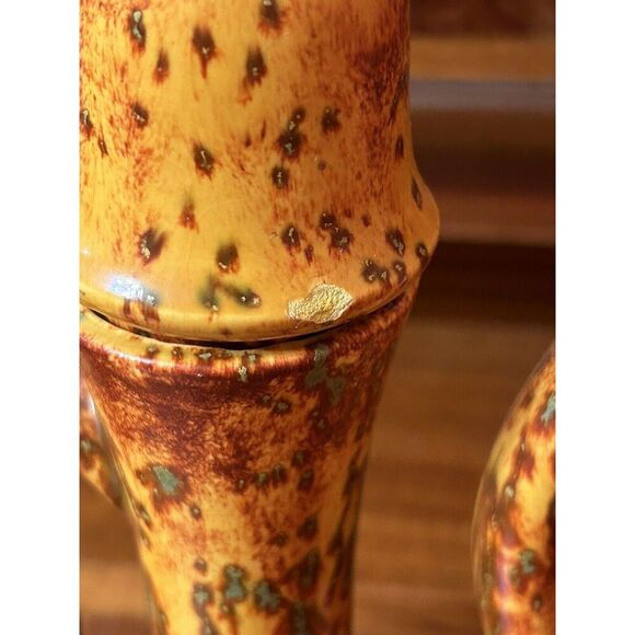 MCM Ceramic Studio Pottery Coffee Pot Orange Speckled Vintage - Picture 9 of 10